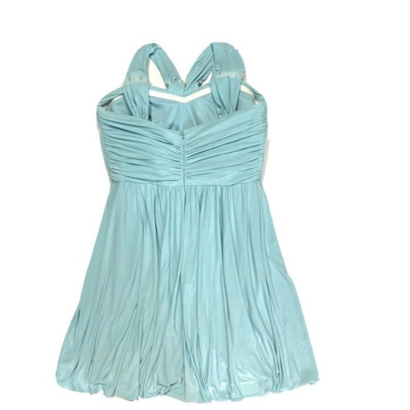 Bridesmaids 12 Blue Halter Dress Short Stretch - Picture 4 of 6